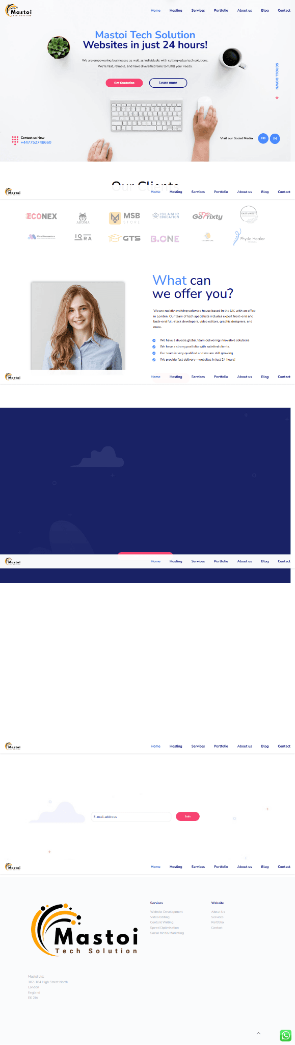 Project full homepage screenshot