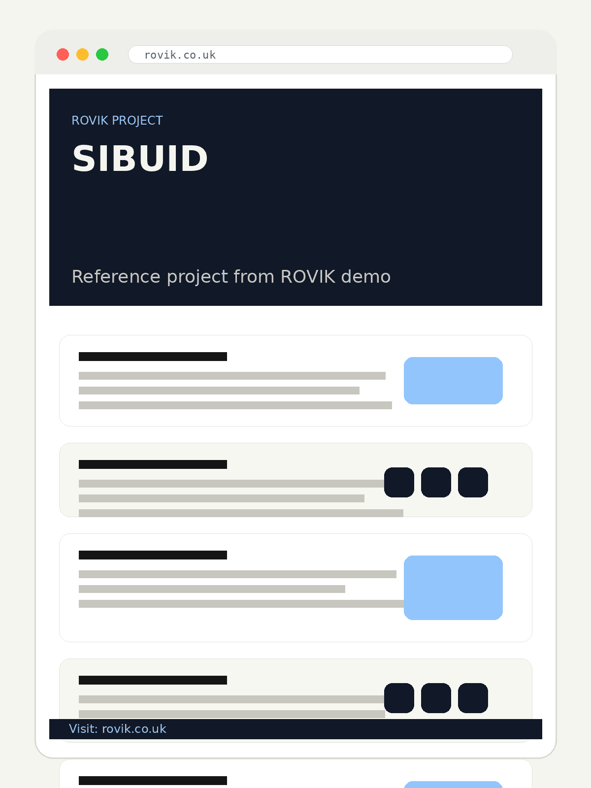 Project full homepage screenshot